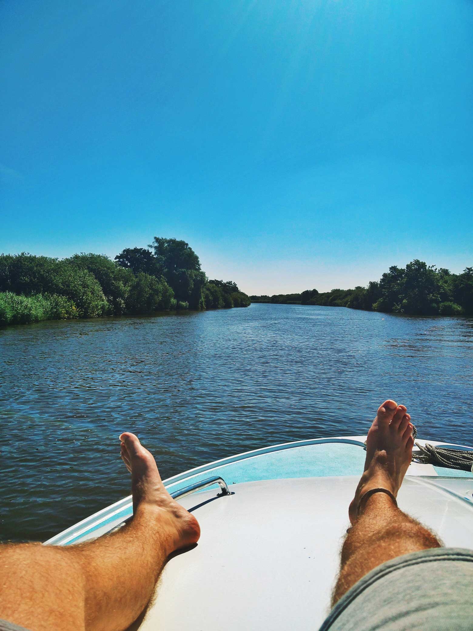 lying on the boat